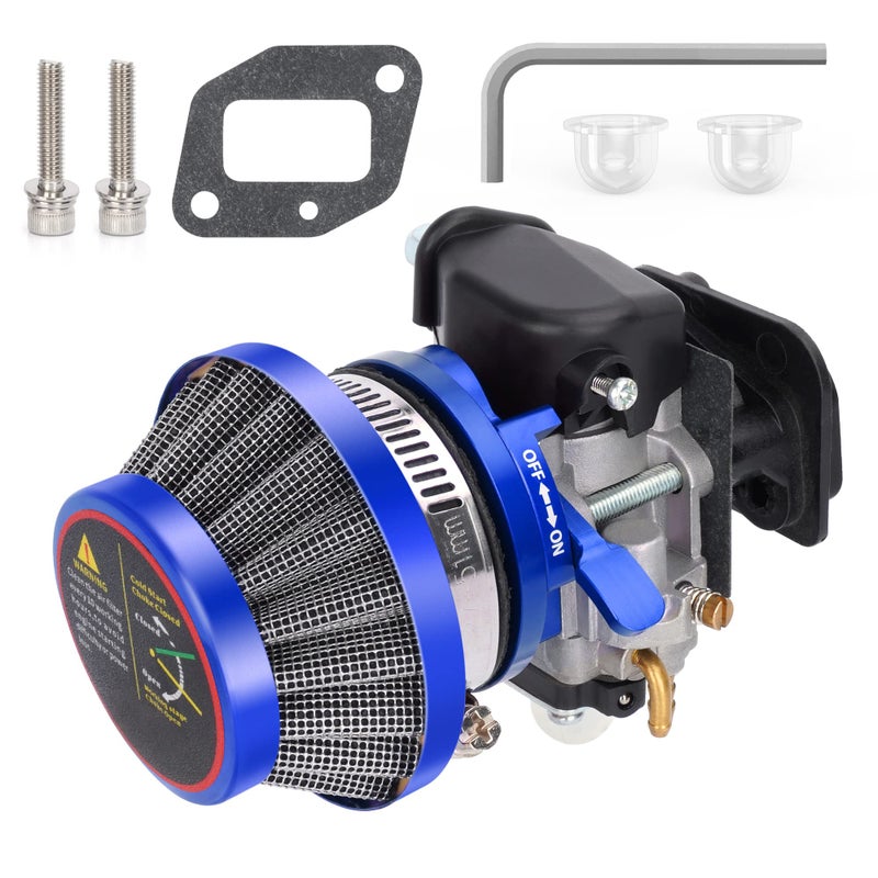 MTATCN 15mm Carburetor Upgrade Kit Air Filter Set Compatible with 2 Stroke 43cc 47cc 49cc Standup Gas Scooter ATV Quad Pocket Bike XG-550 BladeZ Moby X Blue - Image 1